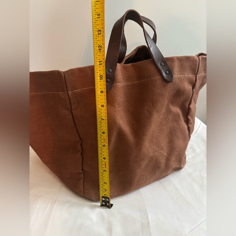 Tampico made in France cotton burlap leather tote bag - Picture 8 of 16